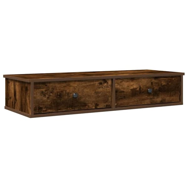 vidaXL Vägghylla med lådor rökfärgad ek 100x37,5x19 cm konstruerat trä