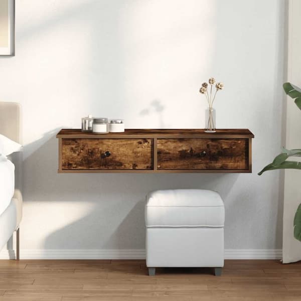 vidaXL Vägghylla med lådor rökfärgad ek 100x37,5x19 cm konstruerat trä