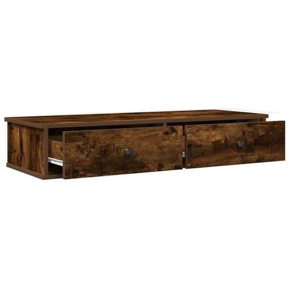 vidaXL Vägghylla med lådor rökfärgad ek 100x37,5x19 cm konstruerat trä