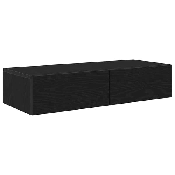 vidaXL Vegghylle med skuffer svart 80x33x17 cm konstruert tre