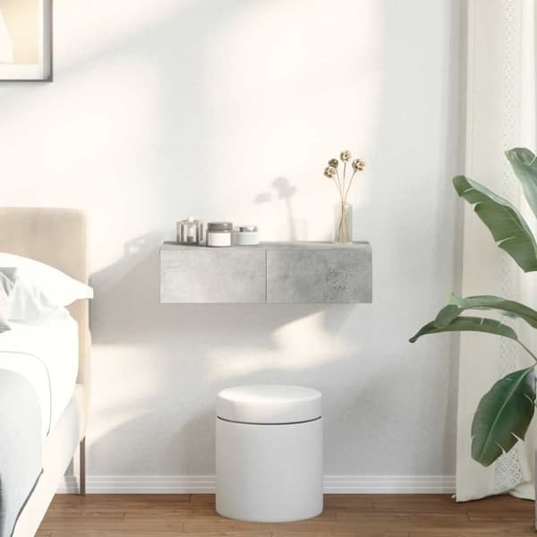 vidaXL Vägghylla med lådor betonggrå 60x26,5x15 cm konstruerat trä