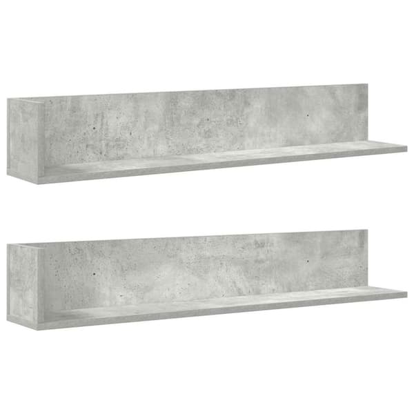 vidaXL væghylder 2 stk. 100x16,5x16,5 cm konstrueret træ betongrå