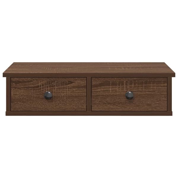 vidaXL Vegghylle med skuffer brun eik 60x25x15 cm konstruert tre