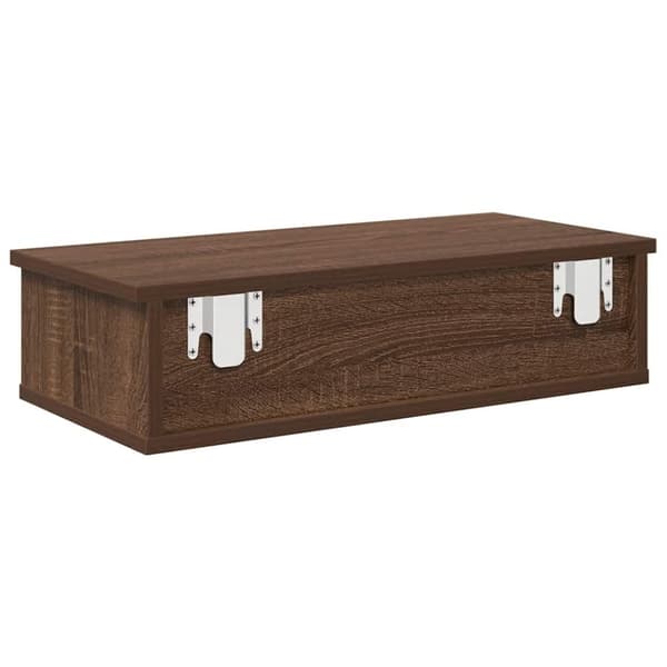 vidaXL Vegghylle med skuffer brun eik 60x25x15 cm konstruert tre