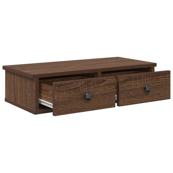 vidaXL Vegghylle med skuffer brun eik 60x25x15 cm konstruert tre
