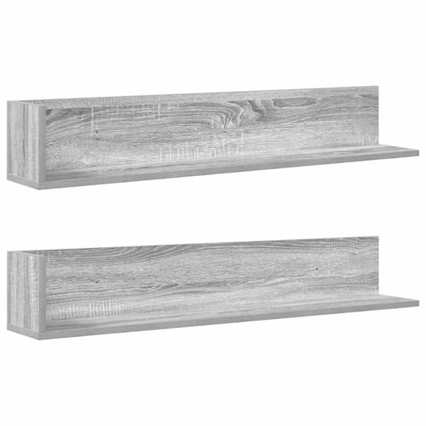 vidaXL væghylder 2 stk. 100x16,5x16,5 cm konstrueret træ grå sonoma-eg