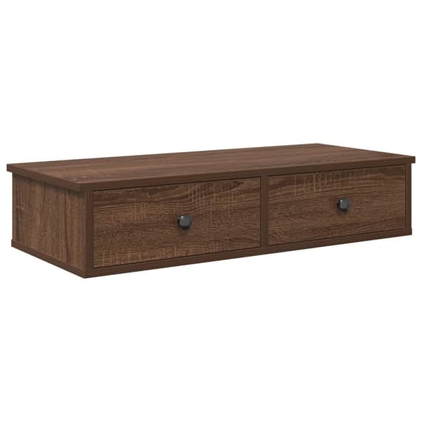 vidaXL Seinähylly laatikoilla ruskea tammi 80x34x17 cm tekninen puu