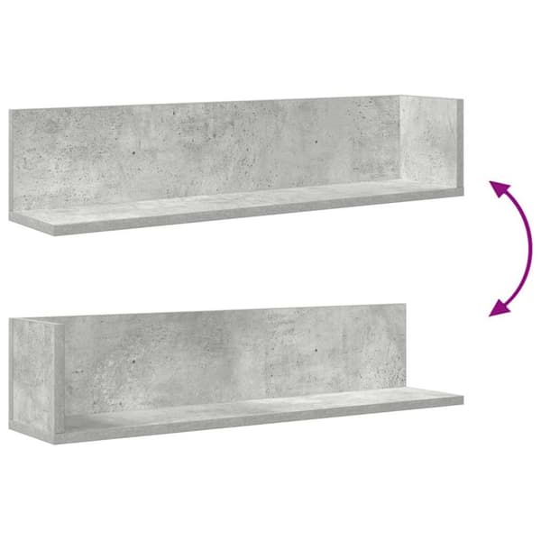 vidaXL Vegghyller 2 stk betonggrå 75x16,5x16,5 cm konstruert tre