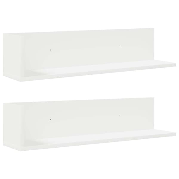 vidaXL Vegghyller 2 stk hvit 75x16,5x16,5 cm konstruert tre