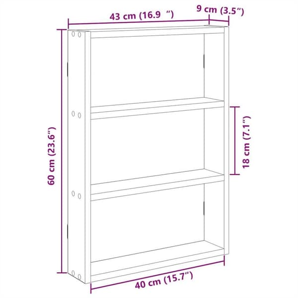 vidaXL Vägghylla rökfärgad ek 43x9x60 cm konstruerat trä