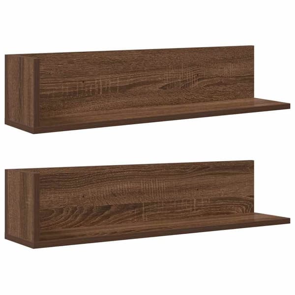 vidaXL Vegghyller 2 stk brun eik 75x16,5x16,5 cm konstruert tre