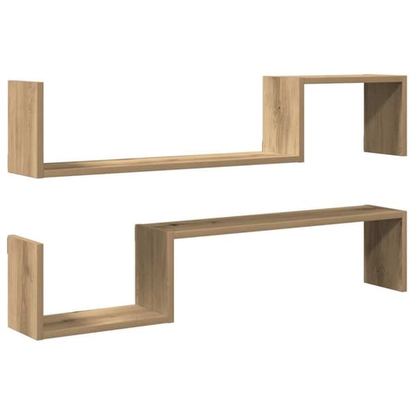 vidaXL Vegghyller 2 stk artisan eik 100x15x20 cm konstruert tre