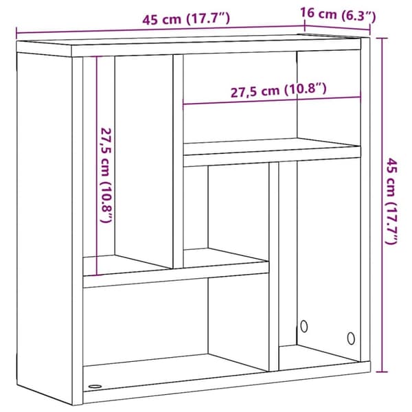 vidaXL væghylde 45x16x45 cm konstrueret træ kunsteg