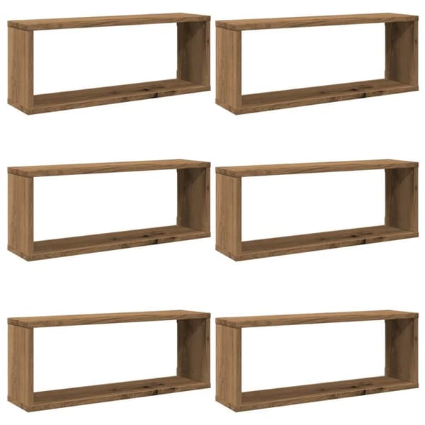vidaXL Vegghyller kube 6 stk artisan eik 60x15x23 cm konstruert tre