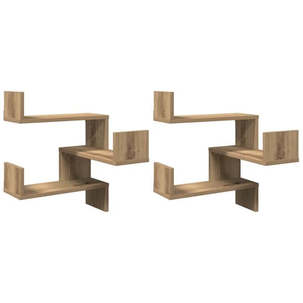 vidaXL Vegg hjørnehyller 2 stk artisan eik 40x40x49,5cm konstruert tre