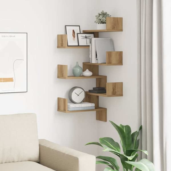 vidaXL Vegg hjørnehyller 2 stk artisan eik 40x40x49,5cm konstruert tre