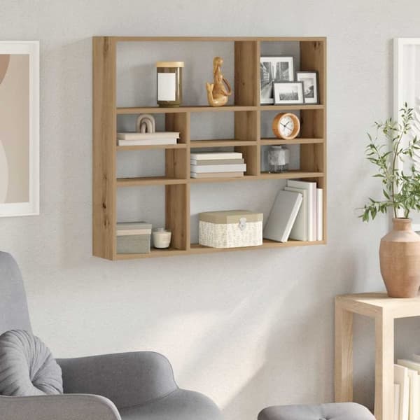 vidaXL Vägghylla artisan ek 90x16x78 cm konstruerat trä