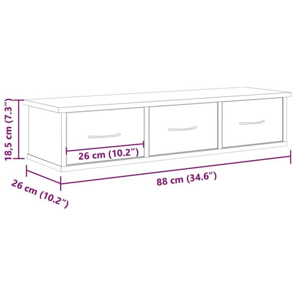 vidaXL vægskab 88x26x18,5 cm konstrueret træ antikt træ