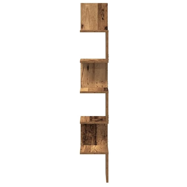 vidaXL Seinäkulmahylly vanhaa puuta 20x20x127,5 cm lastulevy