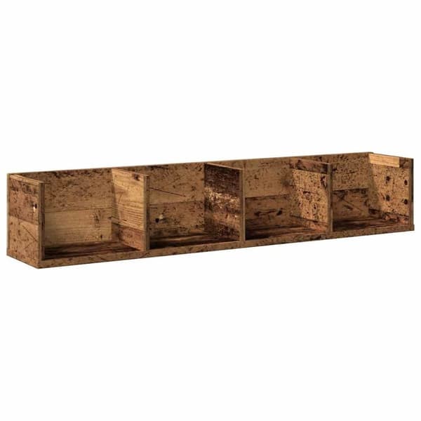 vidaXL CD-hylde 100 x 18 x 18 cm konstrueret træ antikt trælook