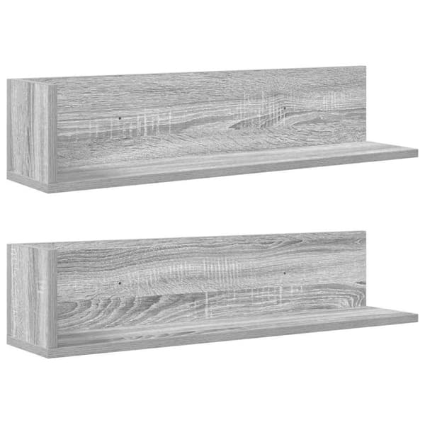 vidaXL Vegghyller 2 stk grå sonoma 75x16,5x16,5 cm konstruert tre