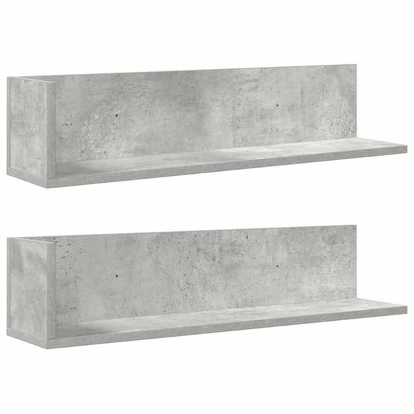 vidaXL Seinähyllyt 2 kpl Betoninharmaa 75x16,5x16,5 cm Teknillinen puu