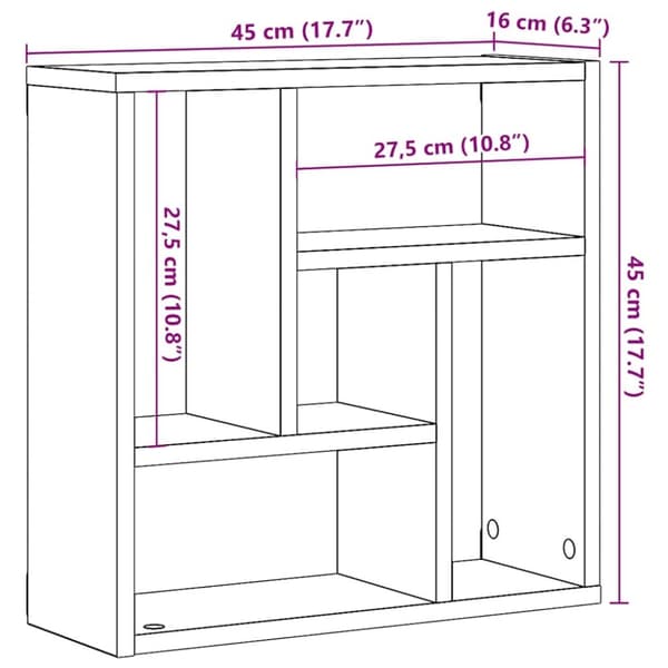 vidaXL væghylde 45x16x45 cm konstrueret træ gammelt træ-look