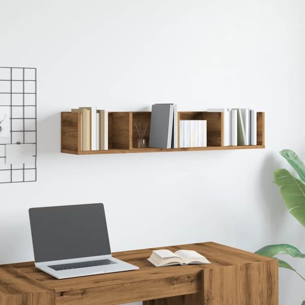vidaXL Veggmontert CD-hylle artisan eik 100x18x18 cm konstruert tre