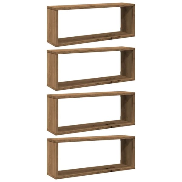 vidaXL Vegghyller kube 4 stk artisan eik 60x15x23 cm konstruert tre