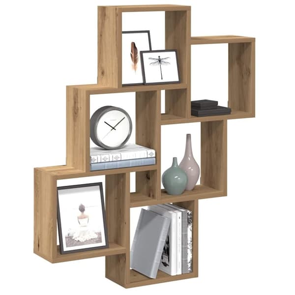 vidaXL Vegghylle kubeformet artisan eik 78x15x93 cm konstruert tre