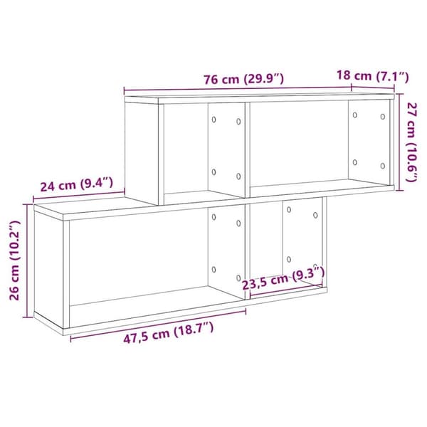 vidaXL Vegghylle gammelt tre 100x18x53 cm konstruert tre