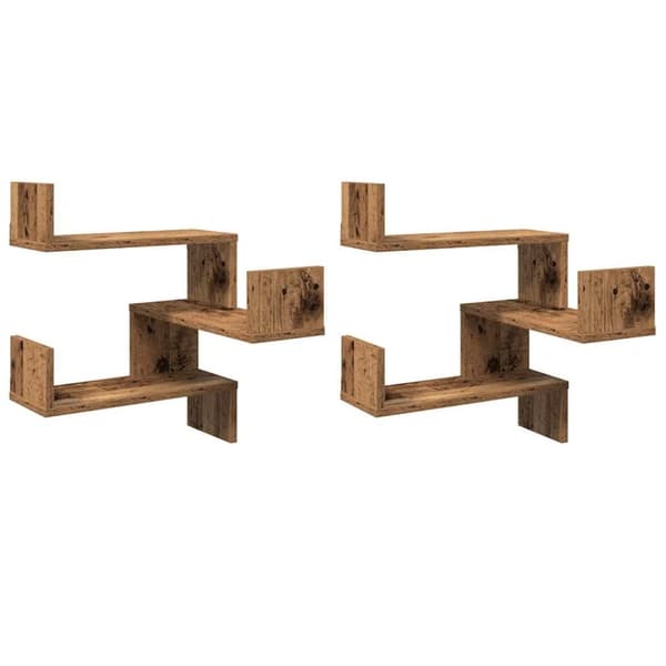 vidaXL Seinäkuutiohyllyt 2 kpl vanha puu 40x40x49,5 cm tekninen puu