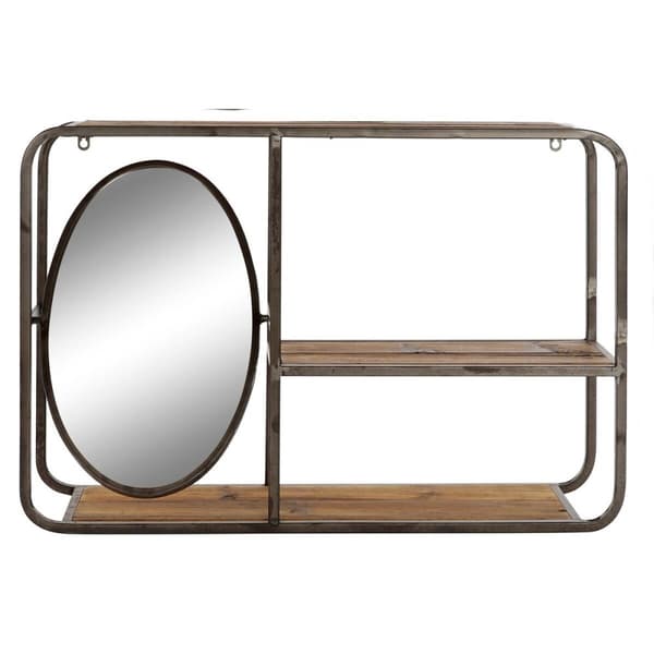 Bokhylla DKD Home Decor Svart Mörkbrun Trä Metall Speglar 73 x 19 x 50 cm