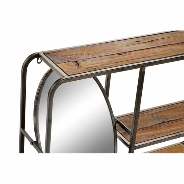 Bokhylla DKD Home Decor Svart Mörkbrun Trä Metall Speglar 73 x 19 x 50 cm