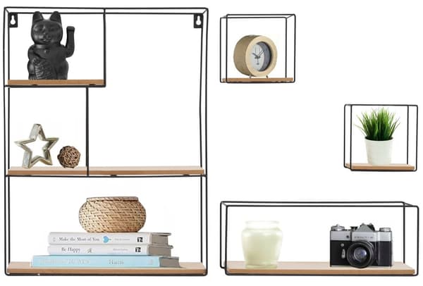 Sæt med 4 væghylder LOFT Metal Industriel 391883