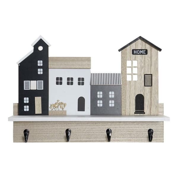 Hyllyt DKD Home Decor Takkiteline 39 x 9 x 27 cm Musta Ruskea Valkoinen Puu MDF