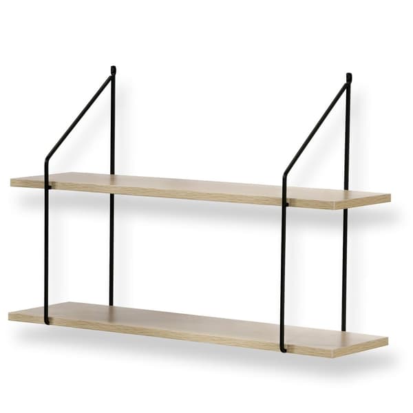 Vägghylla 2 våningar Trädekor L60 cm