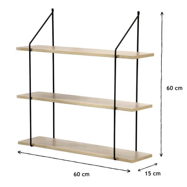 Vägghylla 3 våningar Trädekor L60 cm