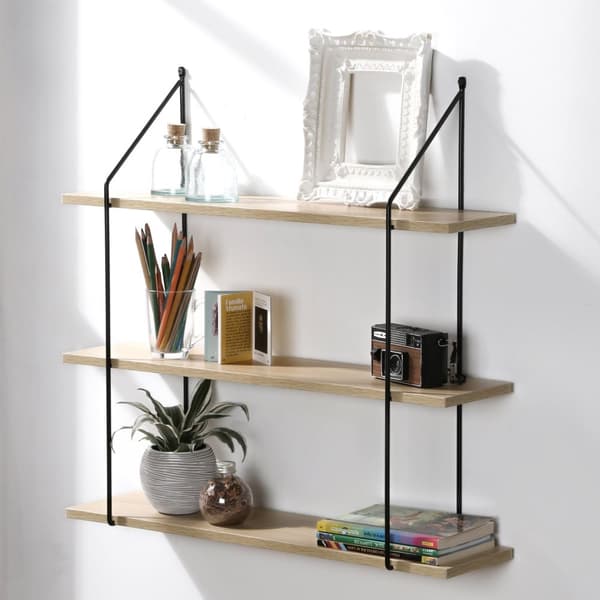 Vägghylla 3 våningar Trädekor L60 cm