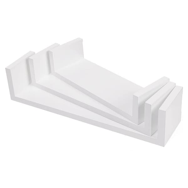 Set med 3 moderna vägghyllor - glansigt vit