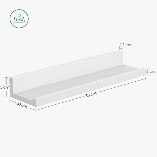 Set med 3 vita vägghyllor med avsats - L38 cm