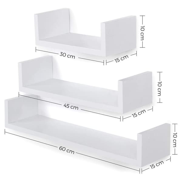 Set med 3 vita vägghyllor - blank finish