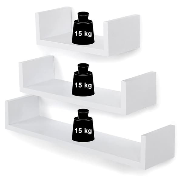Set med 3 vita vägghyllor - blank finish