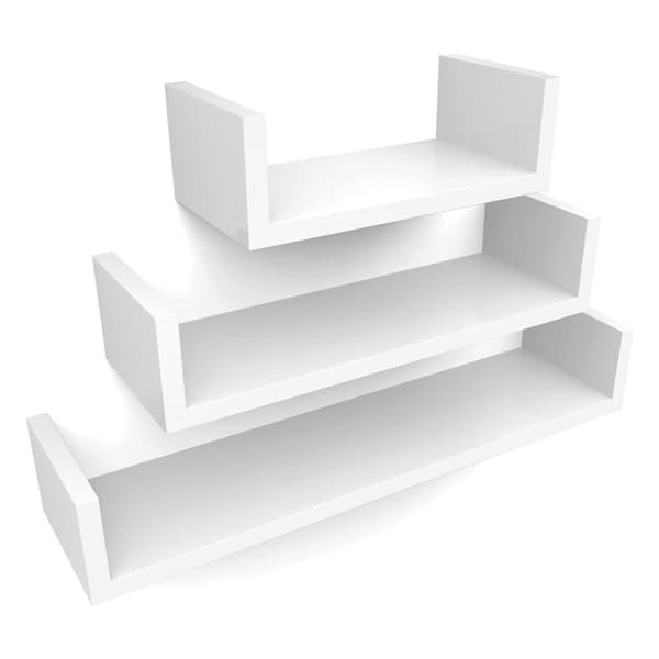 Set med 3 vita vägghyllor - blank finish