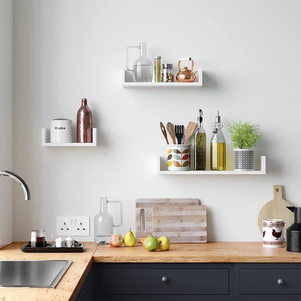 Set med 3 vita vägghyllor - blank finish
