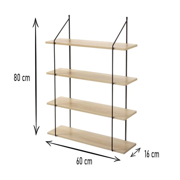 Vägghylla 4 våningar Trädekor L60 cm