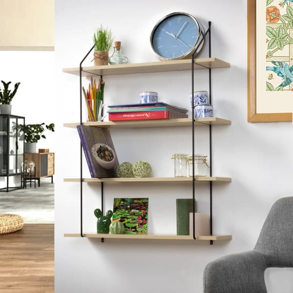 Vägghylla 4 våningar Trädekor L60 cm