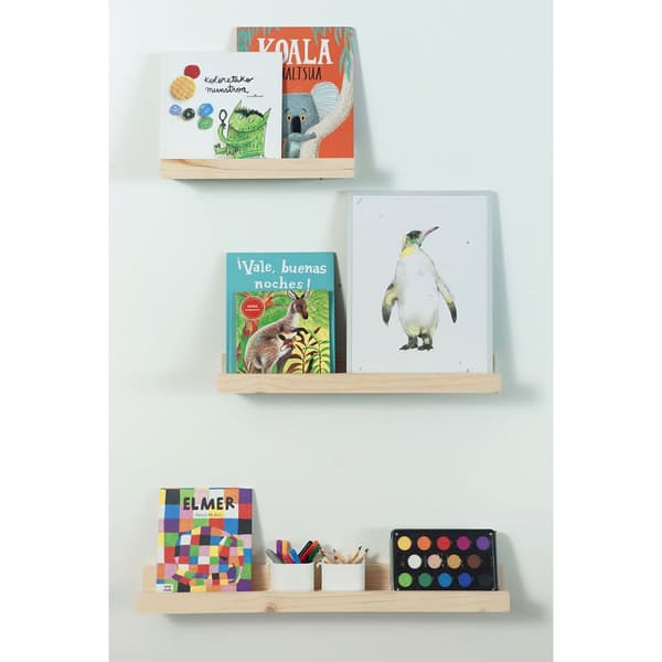 Vägghylla i massiv furu - L60 x H7 cm