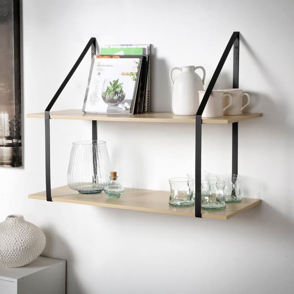 Mycket djup vägghylla med 2 nivåer - L80 x D30cm