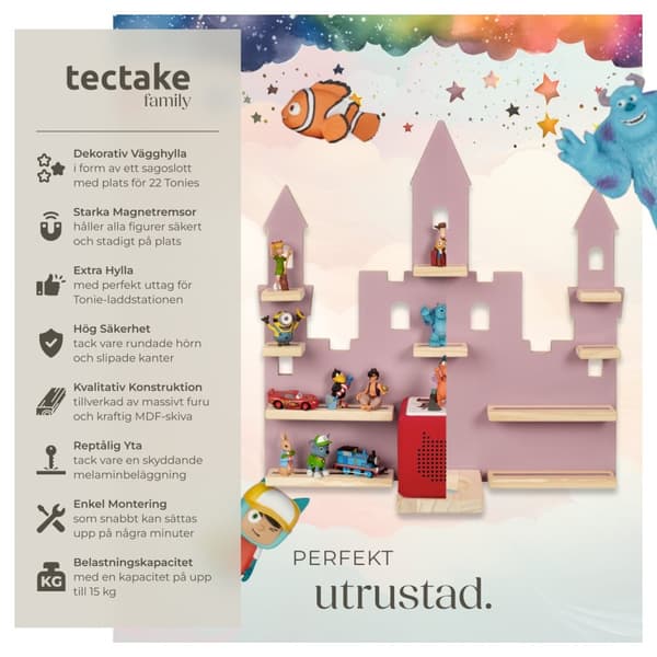 Vägghylla MyLittleStory Princess Castle för upp till 22 Tonies - pink